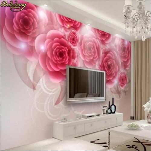 Beibehang Custom Red rose Murals Wallpaper For Bedroom Walls Pastoral Floral Wall Painting Living Room Decoration 3D Mural Paper