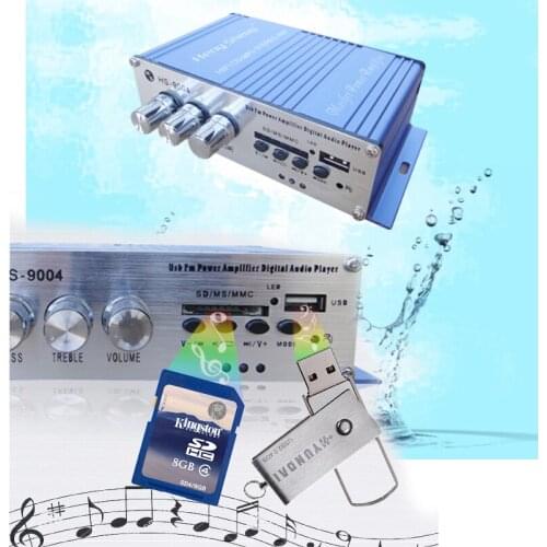 KYYSLB 30W*2 DC12V Card with Radio TF Small Power Amplifier HS9004 Home Audio Car TV Computer Mini Amplifier with Remote Control