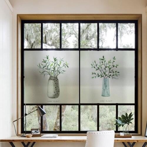 Frosted glass window film stained glass adhesive film window stickers Home Decor window decoration Plants