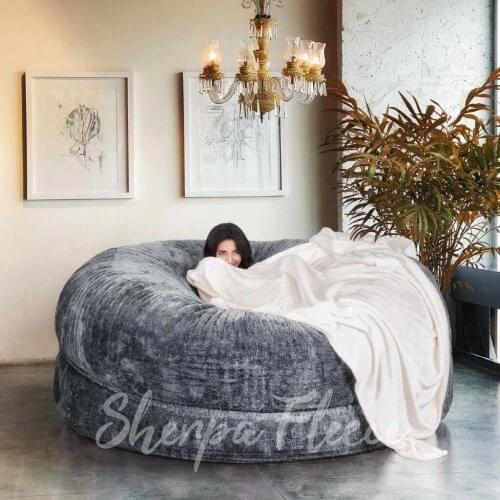 Dropshipping No filler Fur Big Chair Cozy Sofa Bean Bag Chair Cover For Ling Room Relax