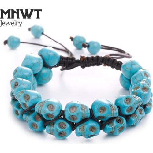 MNWT Skull Bracelets For Men Double Layer Punk Charm Vintage Women Bracelet Fashion Accessories Jewelry Charm Link Gift Male