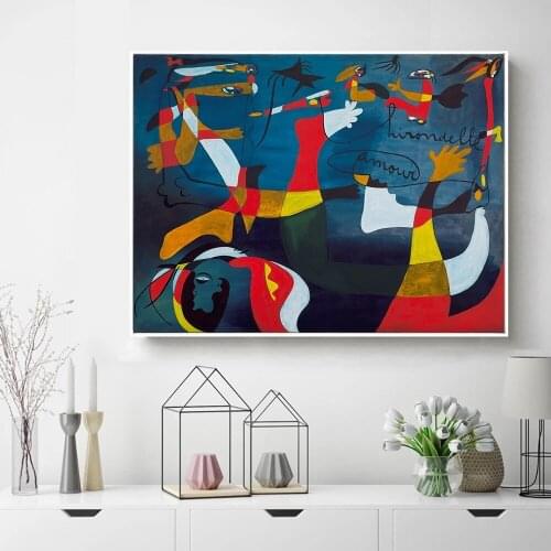 Joan Miro Famous Abstract Oil Paintings Print on Canvas Wall Art Posters for Modern Home Living Room Decor Cuadros