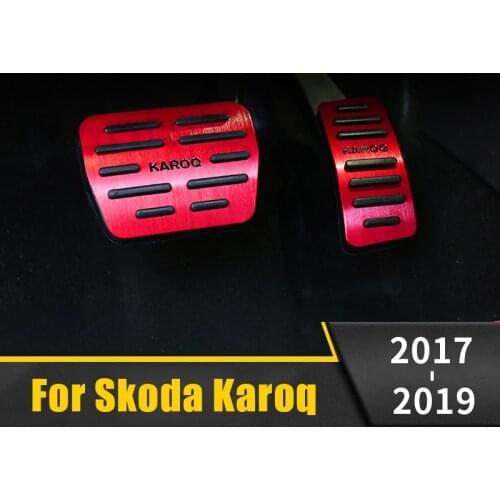 Aluminum alloy Car Accelerator Gas Pedal Brake Pedals Non Slip Pad Cover Case AT For Skoda Karoq 2017 2018 Accessories