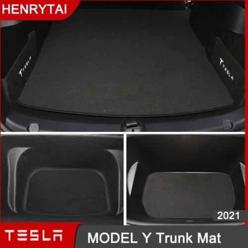 For Tesla Model Y 2020-2021 Front Box Mats Rear Cargo Liner Soft Flannel Dustproof Anti-Slip Durable Odorless Trunk Floor Mat