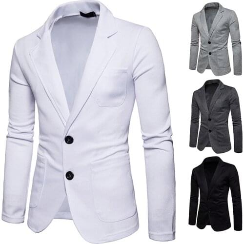New Arrival Fashion Mens Casual Slim Fit Suit Blazer Male Boys White Blazer Hot Sale Plus Size Spring Autumn White Suit Men Top