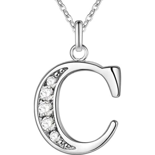 Letter C bling zircon silver plated Necklace New Sale silver necklaces & pendants /YUMERYFI EIWQKDSR