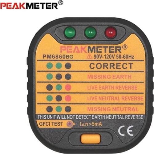 PEAKMETER PM6860 series Socket Tester with GFCI RCD test Automatic electricity diagnostic detector voltage tester 110v/220V
