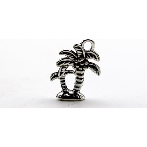 20pcs Wholesale Price Palm Tree Coconut Charms 13*18mm Antique Silver Plated Pendant For Handmade Jewelry Accessories
