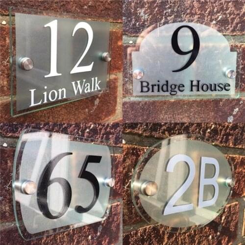 Modern house sign number house number house number outdoor number stickers door number street glass effect acrylic silver name