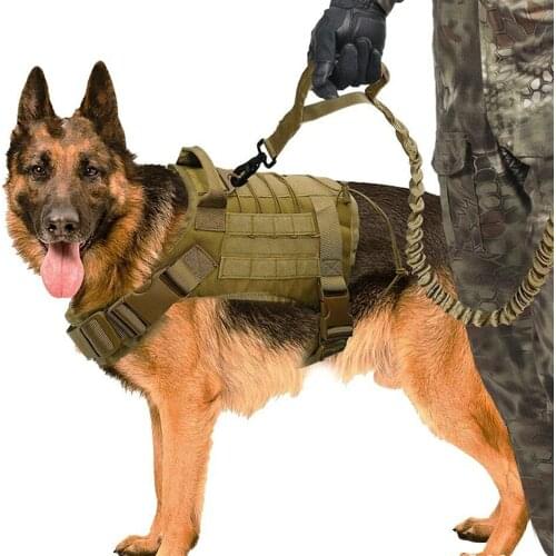 Tactical Dog Vest Breathable Military Dog Clothes Harness Adjustable Size Training Hunting Molle Dog Vest Harness with Leash