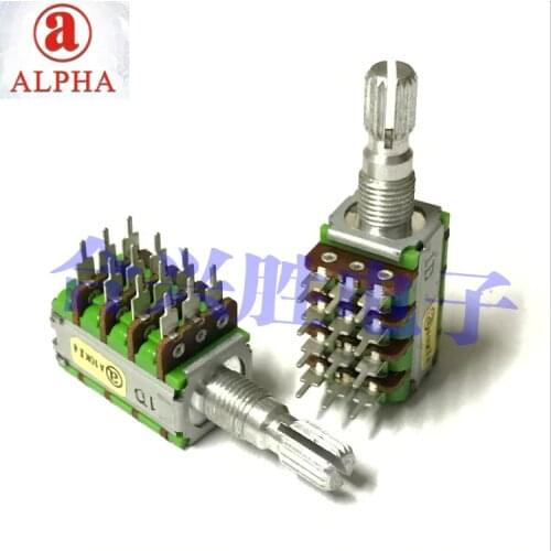 Taiwan ALPHA aihua 12 type precision potentiometer 4 couplet A10K * 4 innovation speakers sound volume potentiometer