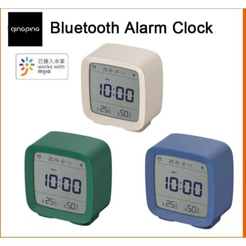 QingPing Bluetooth Alarm Clock Smart Control Temperature Humidity Display LCD Screen Adjustable Nightlight Multi-function Clock