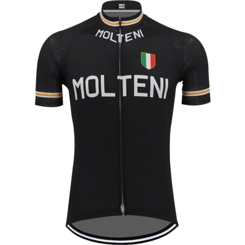 Retro Classic Men Cycling Jersey Short Sleeve Bike Wear Breathable Black Racing Bicycle Clothes MTB Can Customized