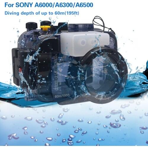 Mcoplus 60m 195ft Waterproof Underwater Housing Case for Sony A6000 A6300 A6500 Camera With 16-50mm Lens
