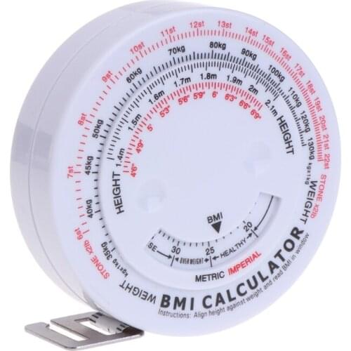 H7JC BMI Body Mass Retractable Tape 150cm Measure Calculator Diet Weight Loss Tape