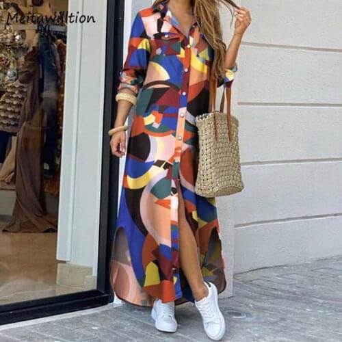 Vintage Letter Camouflage Printed Long Dress Women Shirt Dress 2020 Casual Loose Long Sleeve Party Dresses Autumn Vestidos