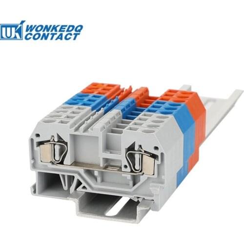 Terminal Block 281-901 Connector DIN Rail Mount Spring Cage Connection Wire conductor 2 Conductor through 10pcs