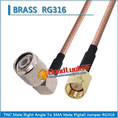 1X Pcs TNC Male Right Angle 90 Degree to SMA Male Coaxial Type Pigtail Jumper RG316 Cable N to SMA Low Loss