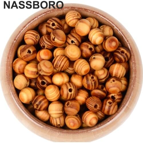 200pcs/lot 8mm Pine Natural Round Coffee Wood Spacer Wooden Beads Fit for Bracelet Necklace DIY Jewelry Making Ball Wholsale
