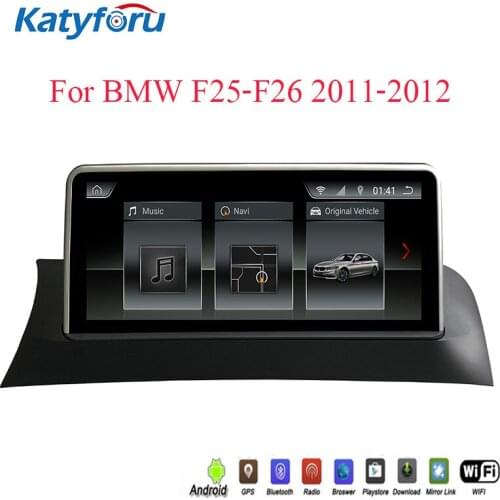 Android auto radio for bmw X3 F25 F26 with android 7.1 2G RAM 8 core steering wheel control 1280x480 HD screen reversing image
