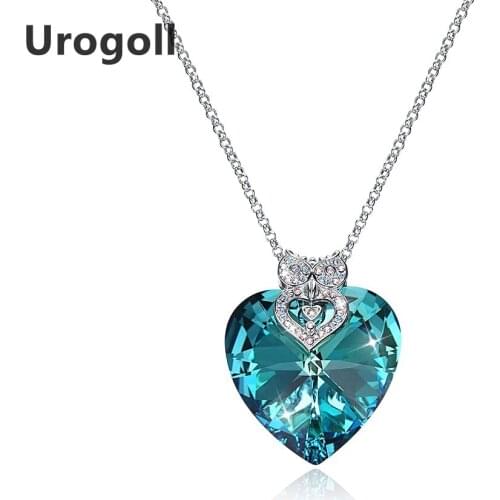 Noble Necklaces Fine Jewelry Silver 925 Jewelry Chain Crystals Heart Shaped Pendant Necklaces For Women Wedding Bridal Jewelry