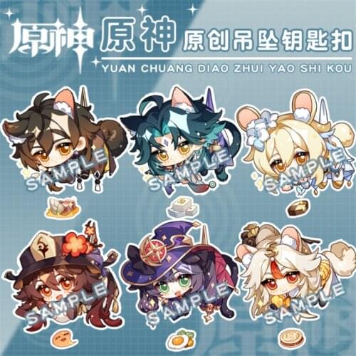 Game Genshin Impact Tartaglia Barbatos XIAO Morax GANYU Kaeya Keychain Badge Accessories Key Chain Cartoon Pendant