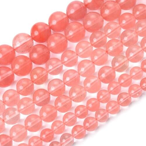 Natural Stone Bead Red Watermelon Crystal Round Loose Beads for Jewelry Making Diy Bracelet Charm Accessories 4/6/8/10/12mm