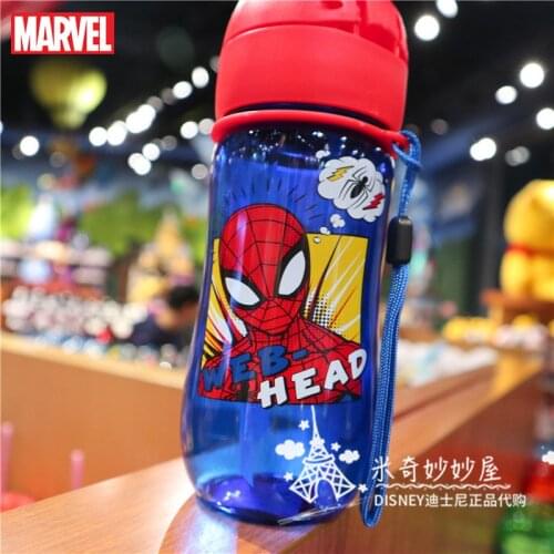 Disney Marvel series spiderman kids plastic water cup cartoon water cup with straws Kawaii water bottle transparent water bottle
