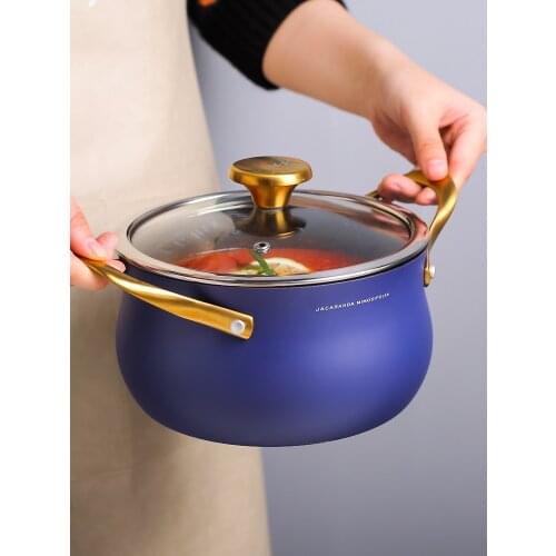 Nordic Style Dual-Sided Stockpot Household Soup Instant Noodle Pot Gas Induction Cooker Special Use Pot Non-Stick Small Saucepan
