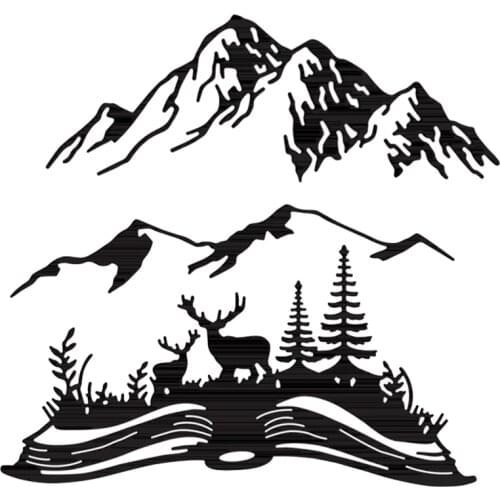 Mountain Tree Grass Deer Cutting Dies Scrapbooking For Craft Card Photo Album Making DIY Embossing Stencil Die Cut 2021