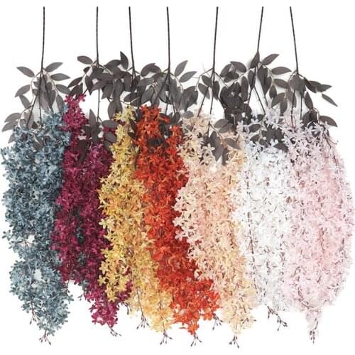 Artificial Lilac Wisteria Flower Plant Wall Hanging Vine Wedding Stage Decor