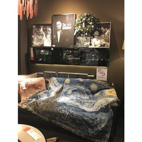 Van Gogh Painting Starry Night Starry Sky Tapestry Decorative Blanket Knitted Sofa Blanket Cover Blanket Bed Blanket Home Decor
