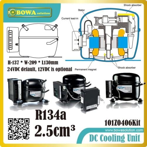 R134A compressors are very suitable for stationary applications powered by photovoltaic solar panels