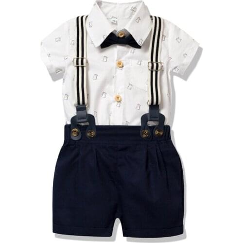 Newborn Boys Summer Clothing 2020 New Style Dinosour Bodysuit+belt Pants Baby Boys Clothing Suit Gentleman Baptism Birthday Boys