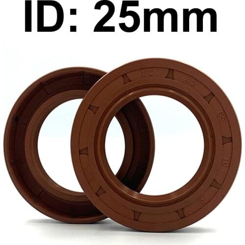 1PC 2PC ID 25 MM Viton Oil Seal Skeleton Brown Fluoro FKM Fluorine Rubber Hydrauli Spring U Lip TC Ring Gasket 25x32x4 25x32x6