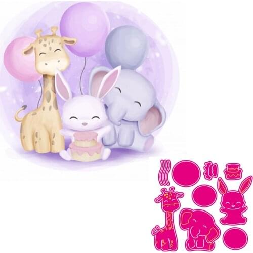 Rabbit elephant and deer Metal Cutting Dies Lovely Animals Doll Stencil for DIY Scrapbooking Craft Cards Decoration