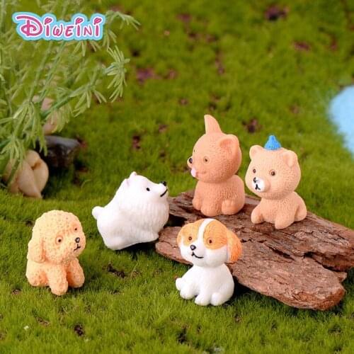 Mini size Puppy action Figures small dog Animal Model Miniature Figurine Fairy home Garden Wedding Doll Decoration Girl toy gift