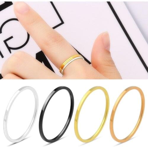 Fashion 1MM Thin Stainless Steel Couple Ring For Women Mens Classic Design Lover Finger Jewelry Birthday gifts