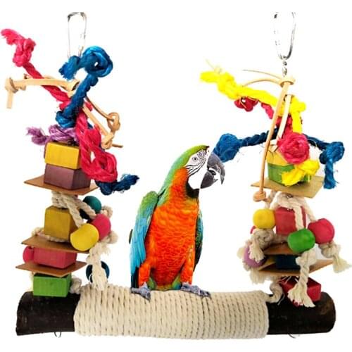 Parrot Toy Set Parrot Chewing Bite Hanging Cage Pet Bird Parrot Chew Toy Pet Bird Standing Training Toys