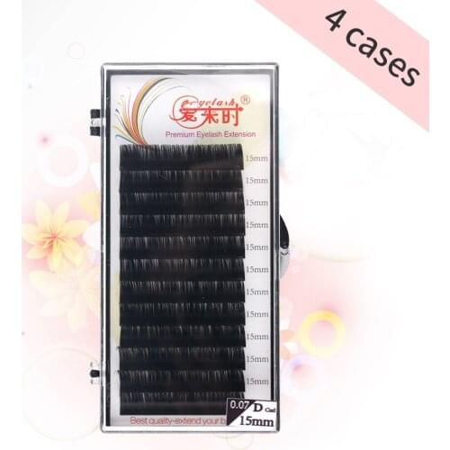 NEWCOME 4Cases Individual Eyelash Extension Silk Volume Faux Mink Natural Soft Professional Eyelashes Extensions Make up Tools