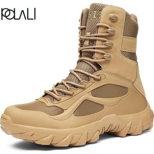 New Men High Quality Brand Military Leather Boots Special Force Tactical Desert Combat Mens Boots Outdoor Shoes Ankle Boots