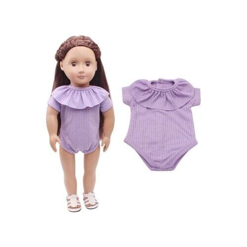New Pattern Fashion Purple Round Neck Ha Yi Fit 18 Inch American&43cm Baby New Born Doll Clothes Accessories Girls' Toys