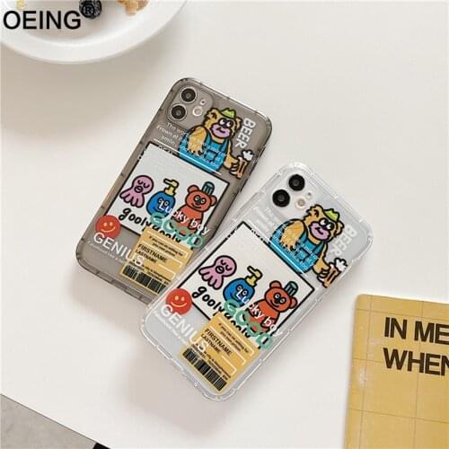 OEING Graffiti Phone Case For Iphone 12 Pro Max 11 7 8 X XS Max XR SE Transparent Phone Case Illustration Spoof Case Cover