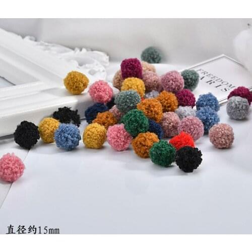 Wholesale 200pcs 15MM Colorful Round Wool Velvet Balls Craft Fit Girls Hair Jewelry Elastic Headband Clips Garment Shoes DIY