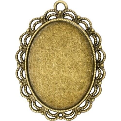 10pcs/lot 54*40mm oval antique Bronze Cabochon Base Tray Bezels Blank Setting Supplies For Jewelry Making Findings Pendant