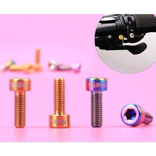 RISK 2PCS M5*14 Titanium Brake Lever Bolts For MTB Derailleur Lever Screws Fixed Brake Handle Bolt Bicycle Parts 3 Colors