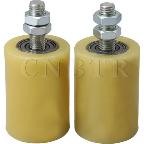 CNBTR 2PCS 50x70mm Yellow Silver PP Steel Flat Roller Bearing Guiding Wheel 6201 M12 Screw for Electric Door Sliding Gate