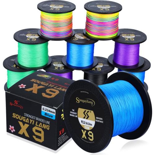 Sougayilang 150M 350M 550M PE Fishing Line New X9 Strand Reverse Spiral Tech Multifilament Strong Carp Fishing Line 17-97LB