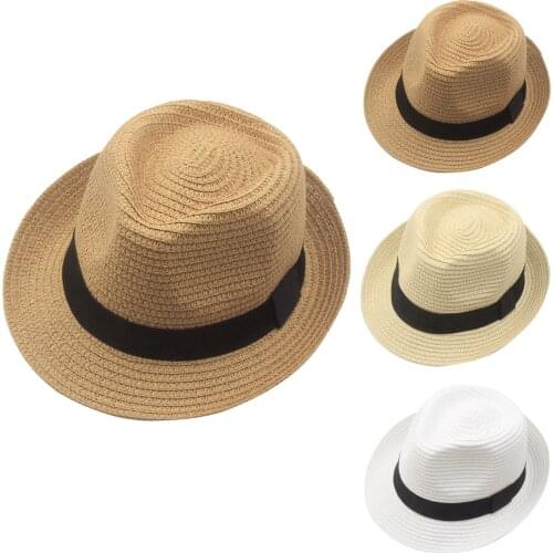 Unisex Jazz Sun Hat Panama Hat Paper Straw Summer Fashion Sunscreen Straw Cap Beach Casual Fisherman Hat 2021 #40