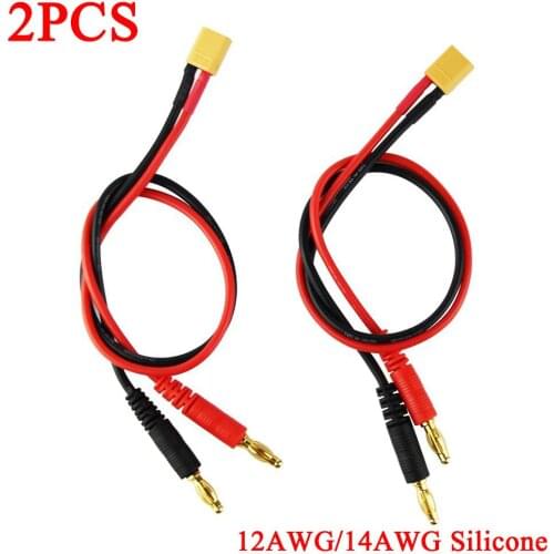 2PCS Rc Parts XT60 To 4mm Banana Plug 30cm Cable Charge Lead For Balance Battery Charger RC Accessories